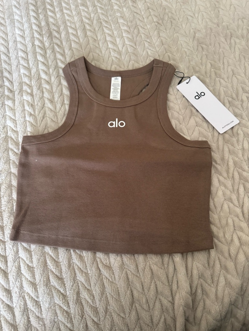 ALO Yoga Brown Ribbed Racerback Crop Tank